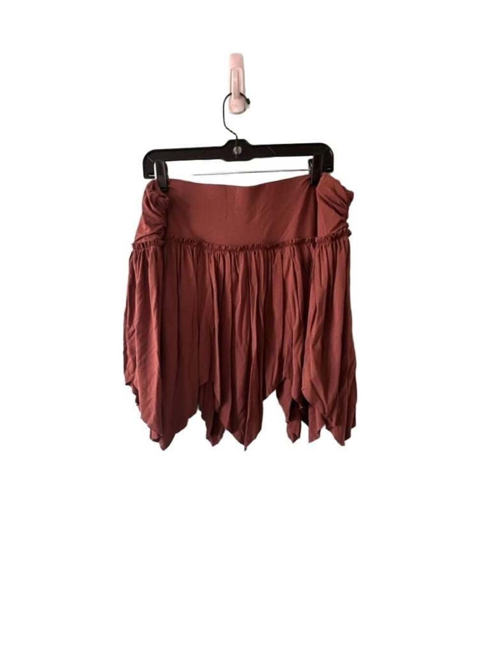 SHEIN Curve Plus Size Asymmetrical Hem Pleated Skirt Rust Brown 2XL